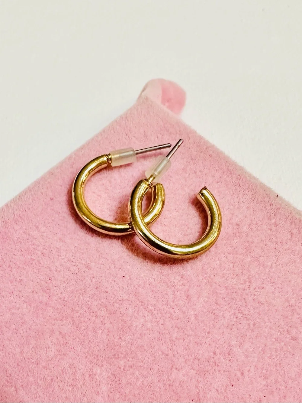 Classic Gold Tone Tube Hoop Earrings